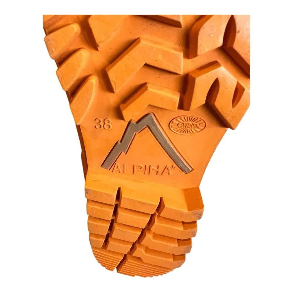 Superga Alpina Rubber Duck Boots Nubuck Leather NIB Orange EU 38 US 7.5
